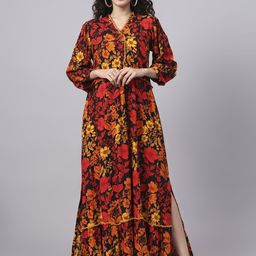 SUFIZA LIFESTYLE Floral Printed Fit & Flare Maxi Dress-image-1