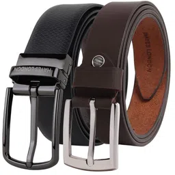 Hayes London Men Pack of 2 Leather Reversible Formal Belt-image-93