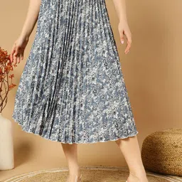 ZWERLON Floral Printed & Pleated Midi Skirt-picture-46