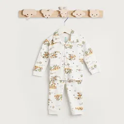Juniors by Babyshop Boys Printed Polo Collar Pure Cotton Shirt And Pyjamas-picture-17