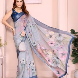 TANU CREATIONS Zinka Enterprise Floral Printed Saree with Blouse Piece-picture-20