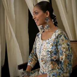 Anouk Floral Embroidered Round Neck Pure Cotton Straight Kurta-picture-41