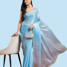 LOROFY Beads and Stones Organza Tussar Saree-picture-41