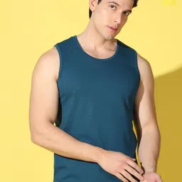 WOOSTRO Pack Of 2 Printed Combed Cotton Gym Vests VWS26(PLAIN PEACOCK)(MORE YELLOW)-picture-9