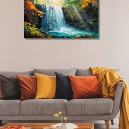 Viventiq Blue & Green Waterfall Printing Without Frame-8