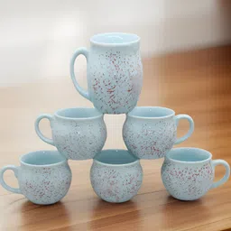 laghima jadon Blue & Brown 6 Pcs Printed Ceramic Glossy Cups - 125 ml-50