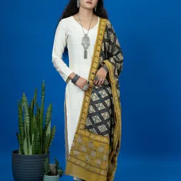 Ushvii Geometric Printed Block Printed Pure Cotton Dupatta-14