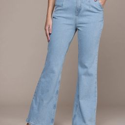 Women Flared Mid Rise Blue Jeans-image-72