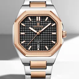 Naviforce Women Embellished Dial & Stainless Steel Straps Analogue Watch NF5053_RG B-image-0