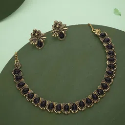 Anouk Gold-Plated Artificial Stone-Studded Necklace And Earrings-43