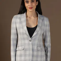 TAHVO Checked Notched Lapel Single Breasted Formal Blazers-picture-16
