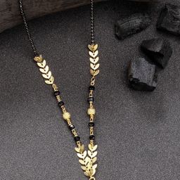 Anouk Women Short Mangalsutra Designs Gold Plated & Black Beaded Mangalsutra-image-59