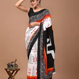 Crafts Moda Woven Design Pure Cotton Block Print Saree-23