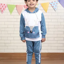 Polka Tots Kids Printed Hooded Pure Cotton Sweatshirt With Jogger-image-37