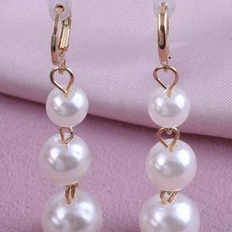 DressBerry Gold-Plated Pearls Beaded Korean Styled Circular Drop Earrings-10