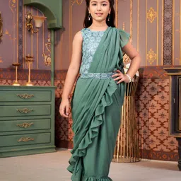 BAESD Girls Kalamkari Ready to Wear Lehenga & Blouse With Dupatta-image-64