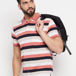UNIBERRY Men Striped Polo Collar T-shirt-image-13