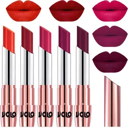 VOLO Set Of 5 Creme Matte Lipstick-3.5g-Coral- Red-Passion Pink- Magenta- Wine-13