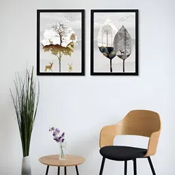 Giftii Black & White 2 Piece Wood Other Wall Paintings-image-22