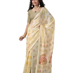 A.V.M. SILK MILLS Floral Zari Pure Chiffon Saree-picture-54