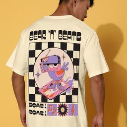 VEIRDO Men Graphic Printed Round Neck Pure Cotton Oversized T-shirt-image-76