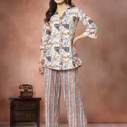 Moda Rapido Paisley Printed Shirt Collar Neck Tunic With Trousers Co-Ords-picture-12