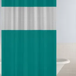 Story@home Green & White Waterproof Shower Curtains-27
