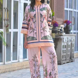 AARAAS Floral Printed Notch Neck Tunic & Palazzos-picture-5