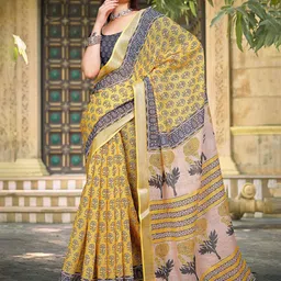 Anouk Floral Printed Zari Saree-25