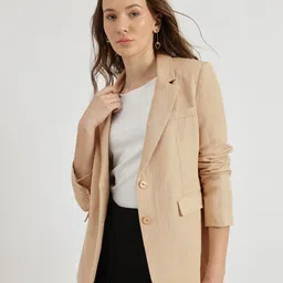 FableStreet Women Notched Lapel Collar Single-Breasted Formal Blazers-picture-16