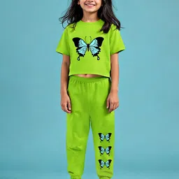 HERE&NOW Girls Printed Short Sleeves T-Shirt With Joggers-picture-35