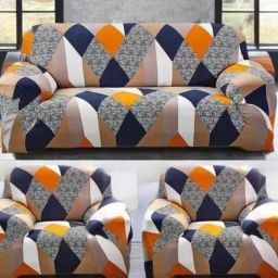 Polyester Geometric 3+1+1 Seater Sofa Cover-image-47