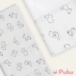 Thottil Cloth & Mosquito Net ( Washable) Cute B&W Animals print-18