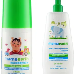 Easy baby Tummy Roll On for Digestion & Colic Relief with Hing & Fennel 40Ml änd Gentle Cleansing Shampoo for babies (400 ml, 0-5 Yrs)-1