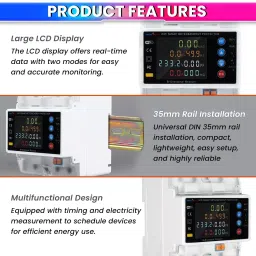 amicismart 3-Phase WiFi Energy Meter Bi-Directional 80A Power Meter with Over/Under Voltage Digital Voltage Tester image 2