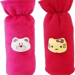 Soft Plush Stretchable Baby Feeding Bottle Cover Easy to Hold Strap With Cute Animated Cartoon| Suitable for 130-250 Ml Feeding Bottle(Dark Pink-Dark Red)-image-58