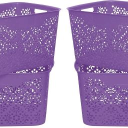 Polypropylene Large Turkish Baskets Large for Kitchen, Vegetables, Toys, Books, Office, Stationery, Utility, Cosmetics, Accessories, Closet, Wardrobe - Purple, Set of 4 Storage Basket-image-52