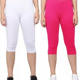 Women cotton lycra capri Women White, Pink Capri-image-38