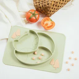 guchigu Silicone Feeding Plate for Babies with Suction Base , BPA free Unbreakable Plate- Silicone image 4