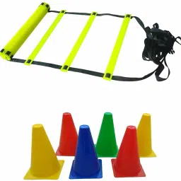 Agility Ladder (4M 10 Rungs) & 12 Marker Cones (6 Inch) Track and Field Practice Football Kit-image-53
