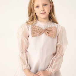 Cherry Crumble Girls Peach-Coloured Puff Sleeves Sustainable A-Line Top-image-45