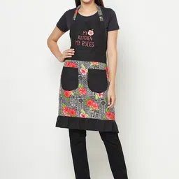 BLANC9 Black Printed Pure Cotton Apron-57