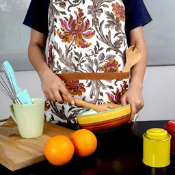 TARAN LIVING Brown Printed Cotton Apron-32