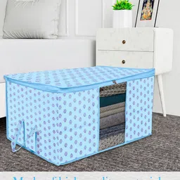 Kuber Industries Blue & White 2 Pieces Printed  Underbed Storage Bag-29
