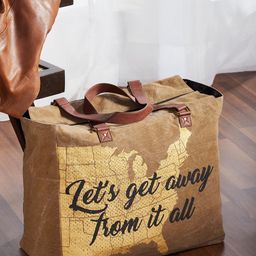 Mona B Khaki Printed Upcycled Canvas Tote Bag-53
