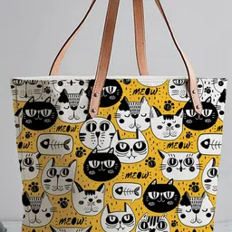 STYBUZZ Women Yellow Printed Oversized Shopper Tote Bag-image-36