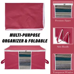 Kuber Industries Maroon 3-Pcs Large Underbed Storage Bag image 4