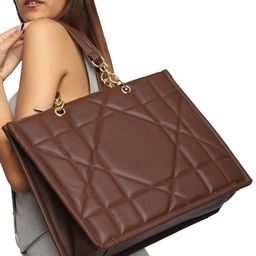 MINI WESST Textured Structured Handheld Bag with Quilted Up to 16 inch-3