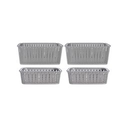 Kuber Industries Grey Pack of 4 Multipurpose Plastic Storage Basket-7