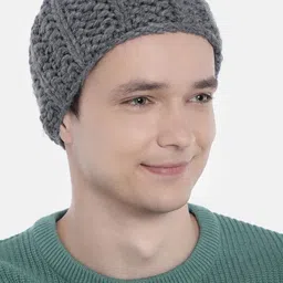 Magic Needles Men Grey Woollen Handknitted Brisbane Beanie-image-50